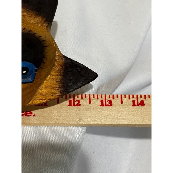 MCM Siamese Cat Solid Wood statue Folk Art Sculpture Hand Carved 12" collector - Picture 6 of 11